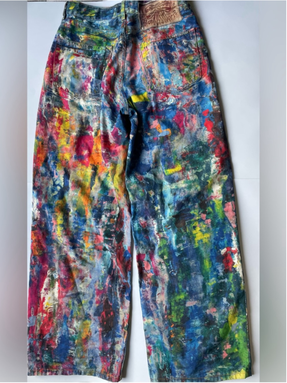 Abstract Paint Print Wide Leg Jeans – High Rise art acne - Picture 3 of 8
